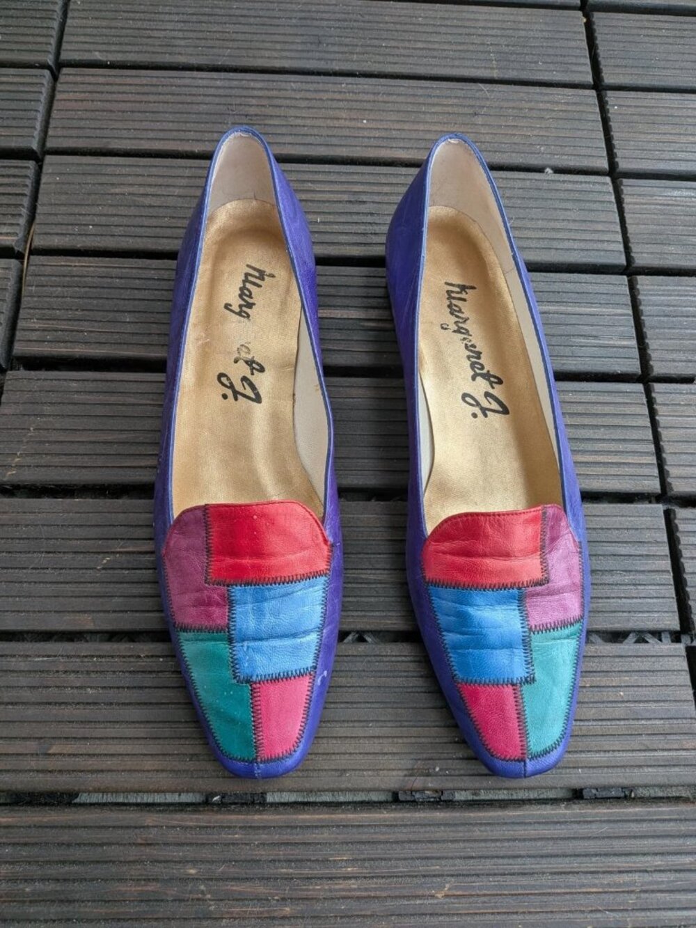 Margaret J. Jerrold Vintage Leather Colorful Prism Flats Size 7